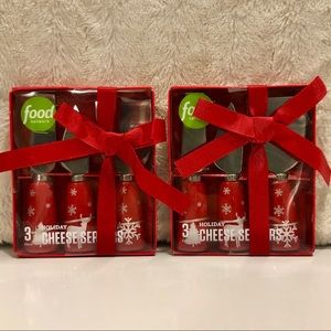 CHRISTMAS CHEESE SPREADERS / RED & WHITE SNOWFLAKE DESIGN